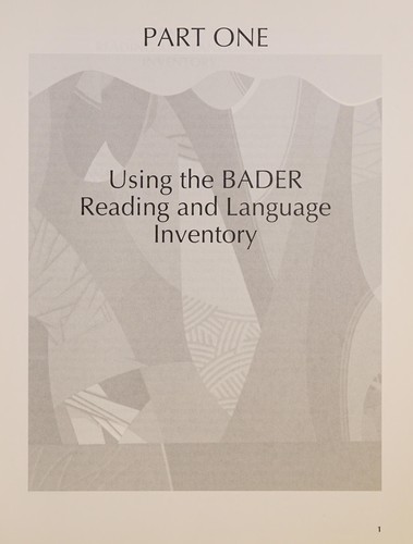 Bader Reading and Language Inventory — Lois A. Bader et al. (2013)
