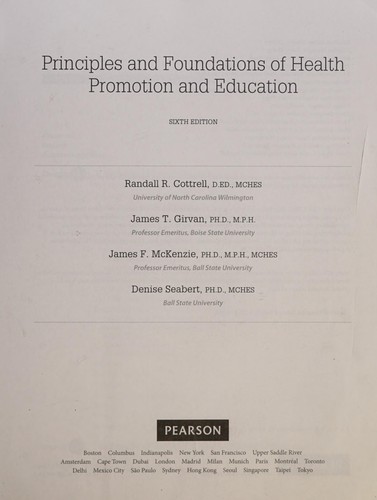 Principles and Foundations of Health Promotion and Education — Randall R. Cottrell et al. (2015)