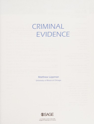 Criminal Evidence — Matthew Lippman (2015)