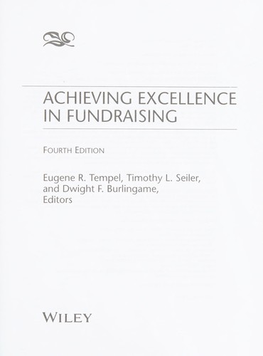 Achieving Excellence in Fundraising — Eugene R. Tempel et al. (2016)