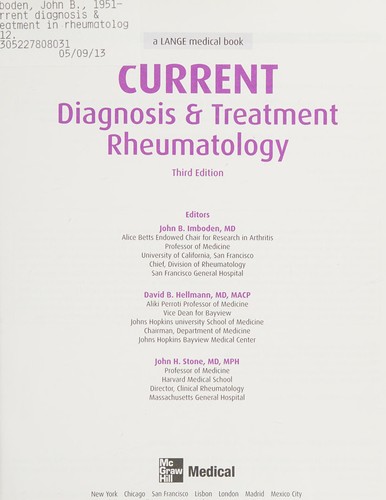 Current Diagnosis and Treatment in Rheumatology — John B. Imboden et al. (2013)